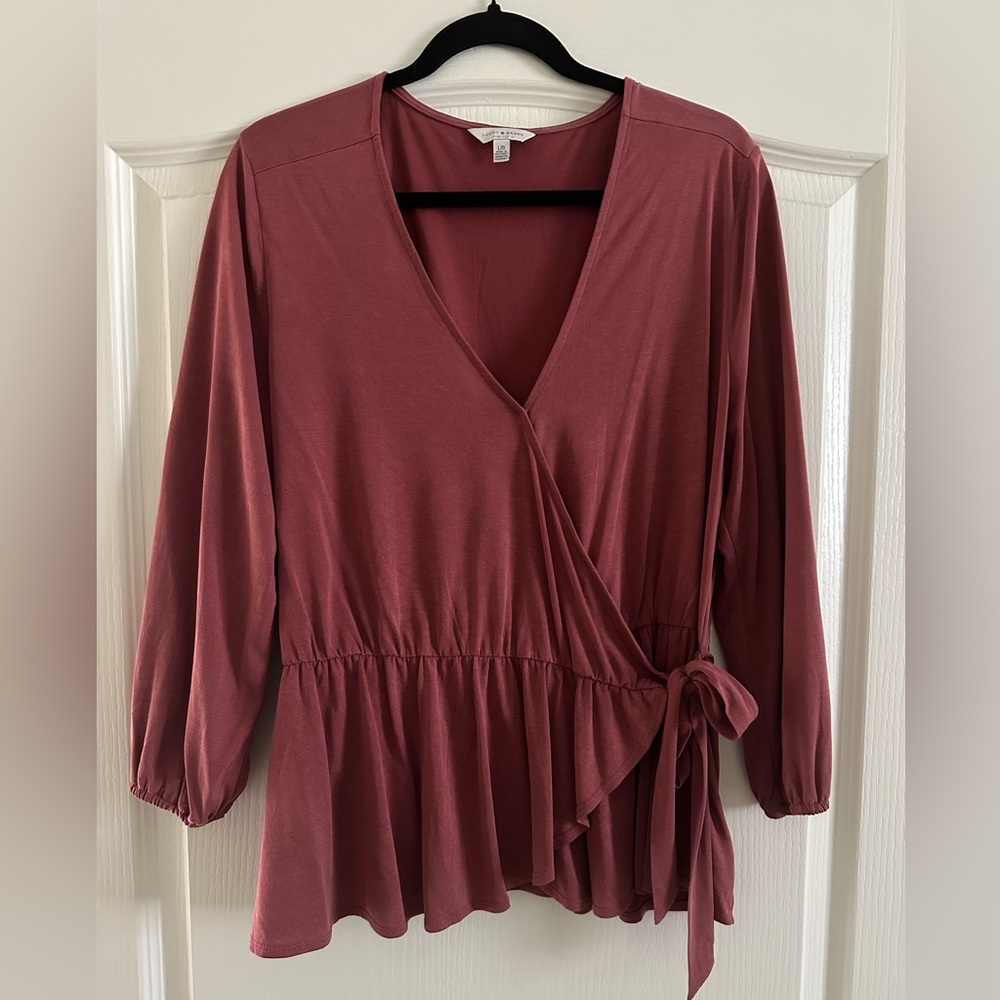 Lucky Brand Wrap Blouse in Maroon